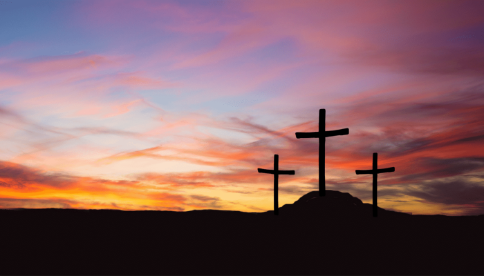 Three crosses on a hill
